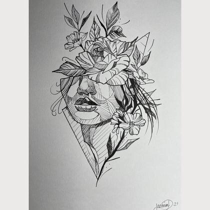 Zeichnung Blumenblick