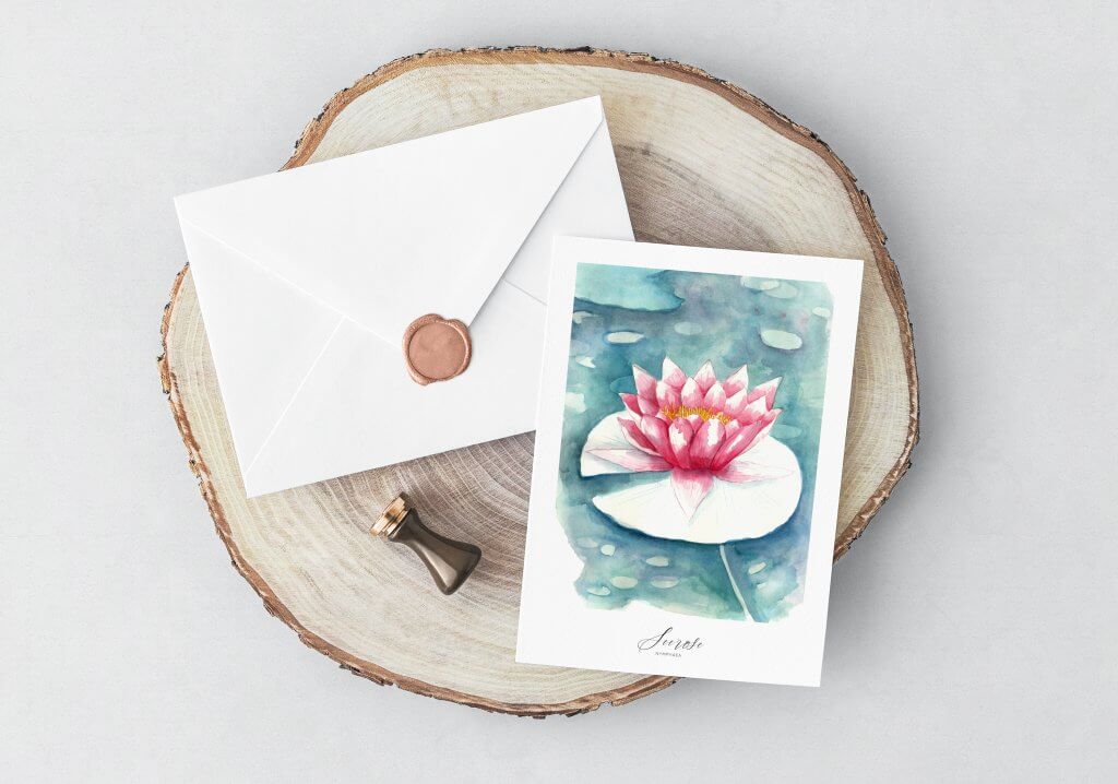 Zarte Grußkarte Seerose