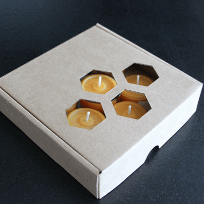 Teelichter aus Bienenwachs Geschenkbox
