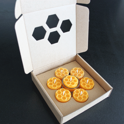 Teelichter Wabe aus Bienenwachs Geschenkbox - Image 2