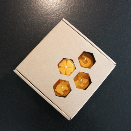 Teelichter Glücksbringer aus Bienenwachs Geschenkbox