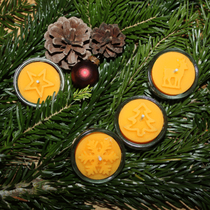 4 Teelichter Weihnachten modern aus Bienenwachs - Image 3