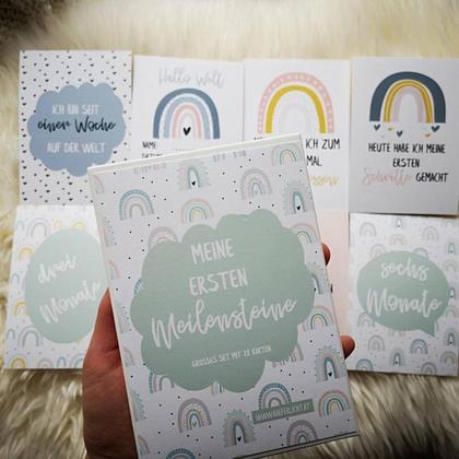 Babys erste Meilensteine - Set mit 28 fröhlichen Karten (für Mädchen und Jungs)