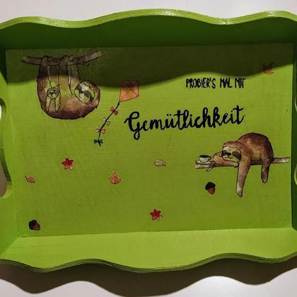 Holz Tablett Faultier