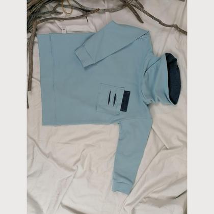 Bubenpullover Schräge Tasche Blau - Image 3