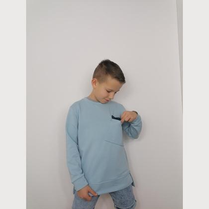 Bubenpullover Schräge Tasche Blau