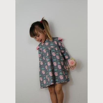 Langarmkleid Heissluftballon auf grau