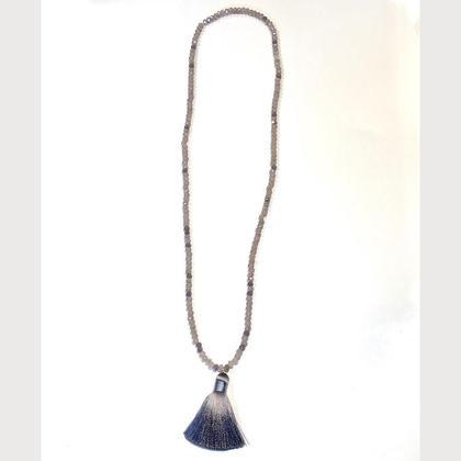 Glasschliffperlenkette Taupe/Grau