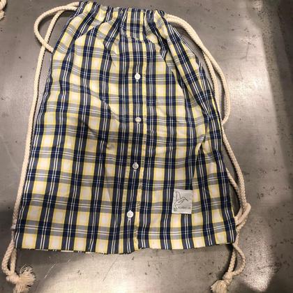 Upcycling Rucksack - Gelb/Blau kariert