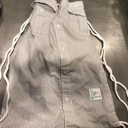 Upcycling Rucksack - Grau gestreift