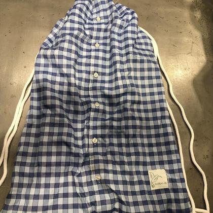 Upcycling Rucksack - Blau7Blau kariert