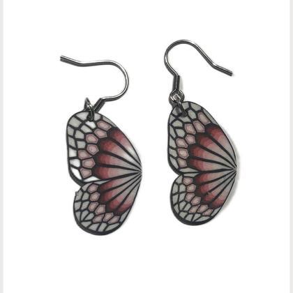 Ohrringe Schmetterlingsflügel - Schwarz/Weiß/Rot/Rosa