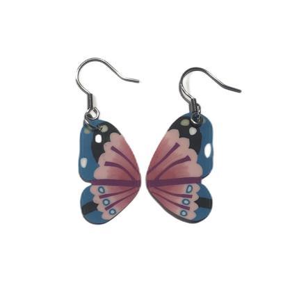 Ohrringe Schmetterlingsflügel - Türkis/Rosa