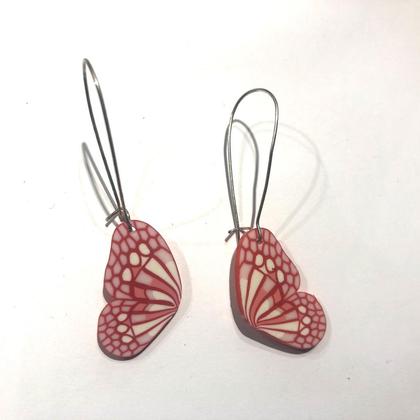 Ohrringe Schmetterlingsflügel - Rosa/Rot