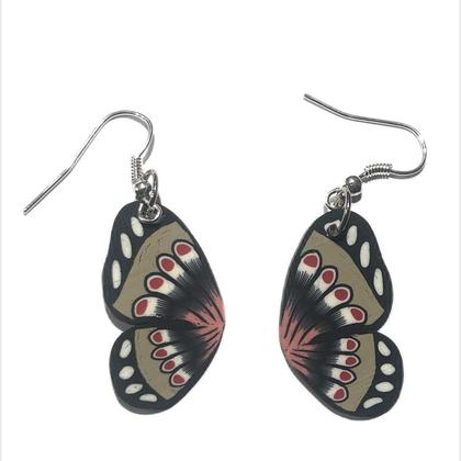 Ohrringe Schmetterlingsflügel - Schwarz/Beige