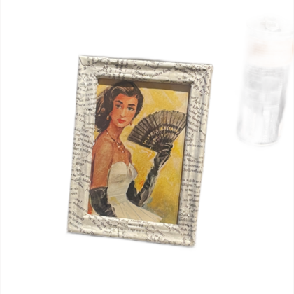 Bilderrahmen+Bild - vintage Buch Fächer