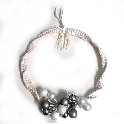 Türkranz- Christbaumkugeln Silber/Weiß