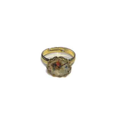 Ring - Ziffernblatt Rosen und Schmetterling - Love