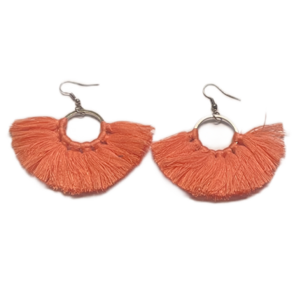 Ohrringe - Ring mit Quasten - Pfirsich