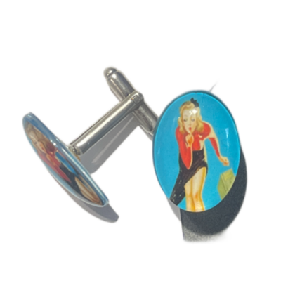 Manschettenknöpfe - Pin-Up Blau Rotes Top