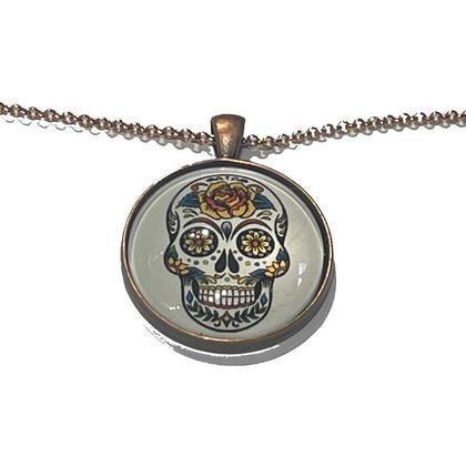 Kette - Sugar Skull - Rose Gelb