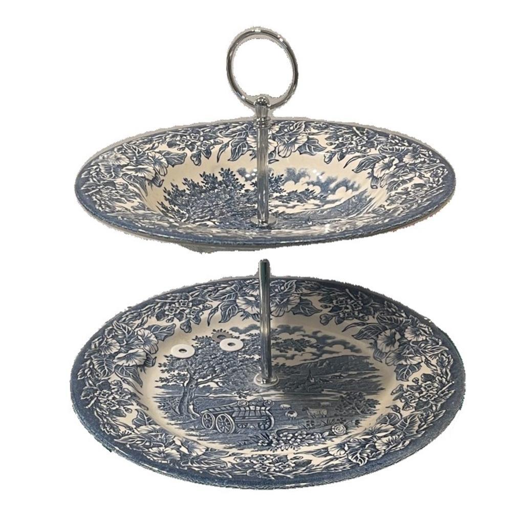 Etagere Altenglisch Blau und Rot