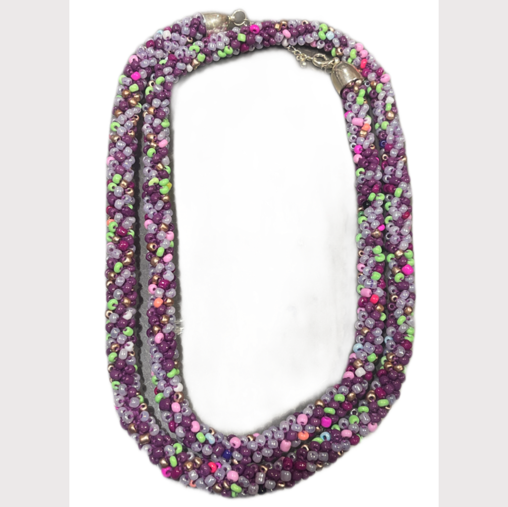 Perlenkette Lila/Bunt