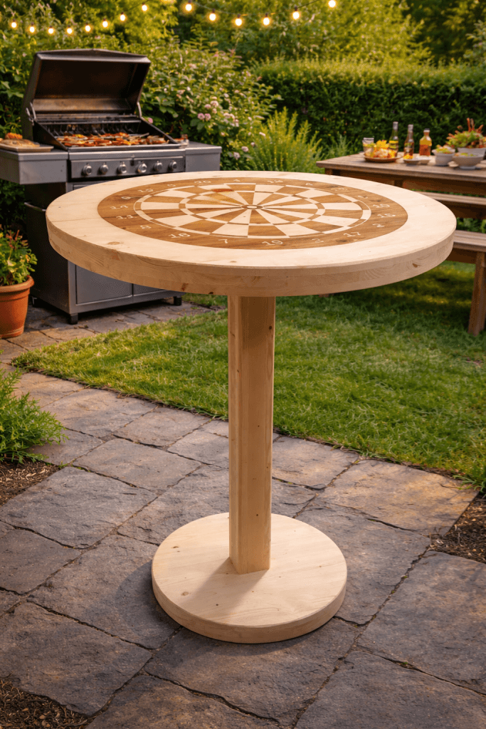 Stehtisch aus Holz – mit individuellem Laser-Motiv