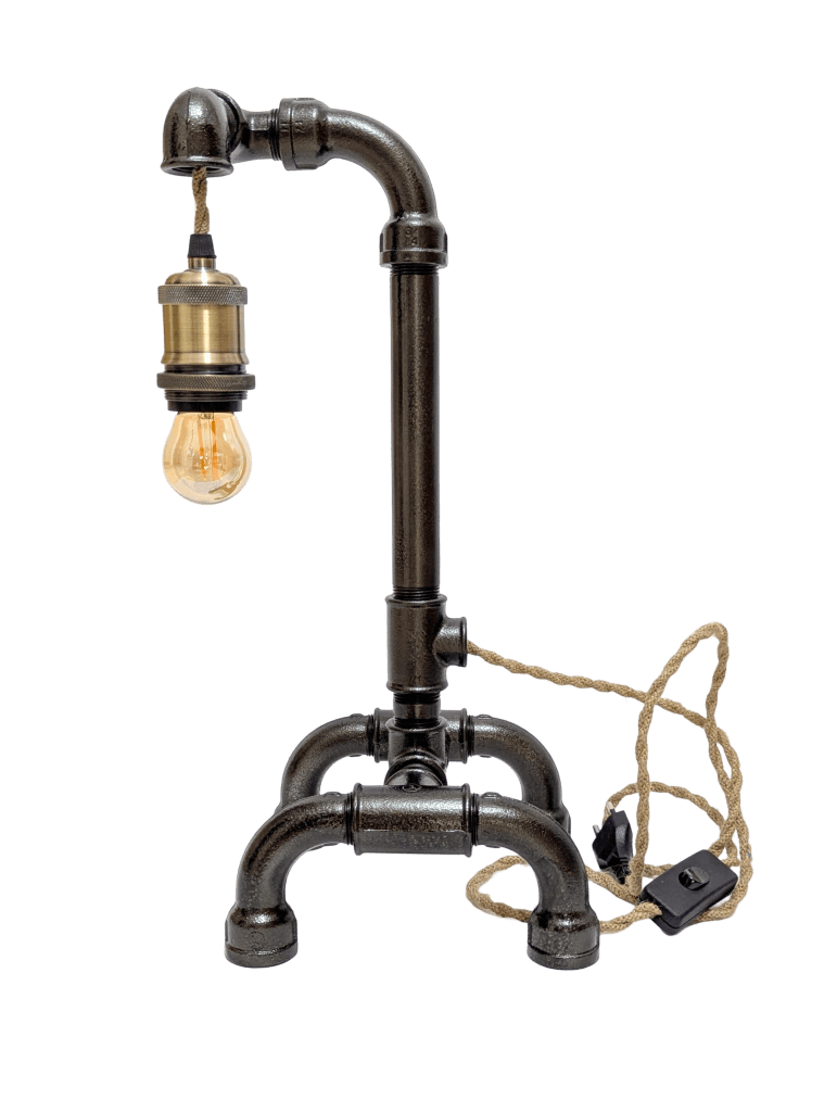 Rohrlampe, Tischlampe Steampunk mit Retro-Lampe Edisson Warmlicht Grösse: 44 cm x 18 cm x 18cm