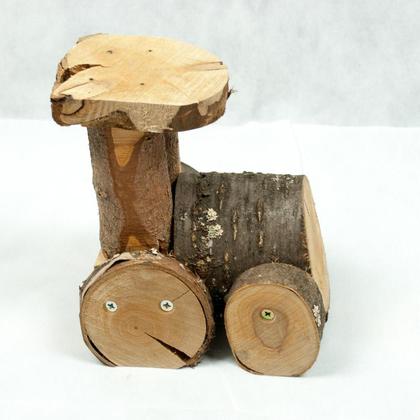Holzstamm Deko Lokomotive mit Waggon - Image 2