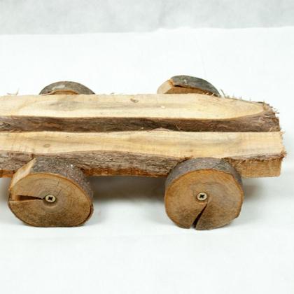 Holzstamm Deko Lokomotive mit Waggon - Image 3