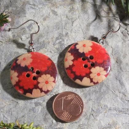 Ohrringe bunte Holzknöpfe