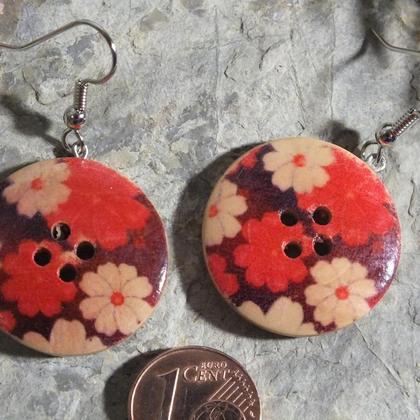 Ohrringe bunte Holzknöpfe - Image 2