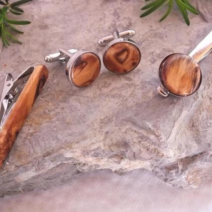 Manschettenknöpfe aus gestocktem Birkenholz - Image 3