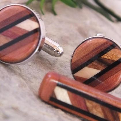 Manschettenknöpfe aus 6 Holzartzen