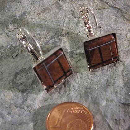 Ohrringe aus Zwetschke, Wenge und Aluminiumadern