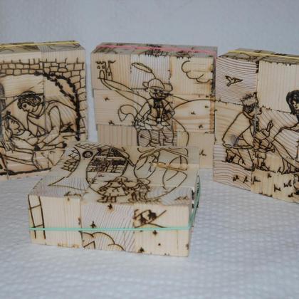 Würfelpuzzle aus Holz mit Märchenmotiven - Image 3
