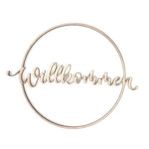 Holzschild "Willkommen"