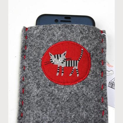 Handyhülle, Brillenetui aus Wollfilz Katze