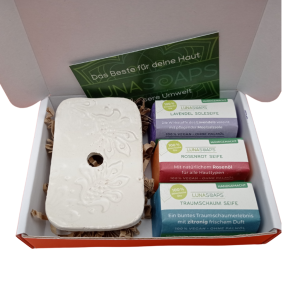 Geschenk Seife Seifenschale Geschenkset