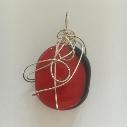 Glasschmuck rot / schwarz