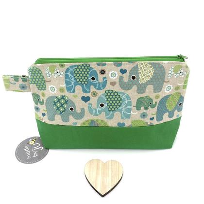 KOSMETIKTASCHE/NECESSAIRE - Elefanten beige/grün - Image 2