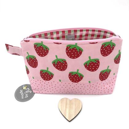 KOSMETIKTASCHE/NECESSAIRE - Erdbeeren rosa
