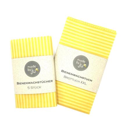 5er SET Bio- Bienenwachstücher - STREIFEN gelb - Image 3