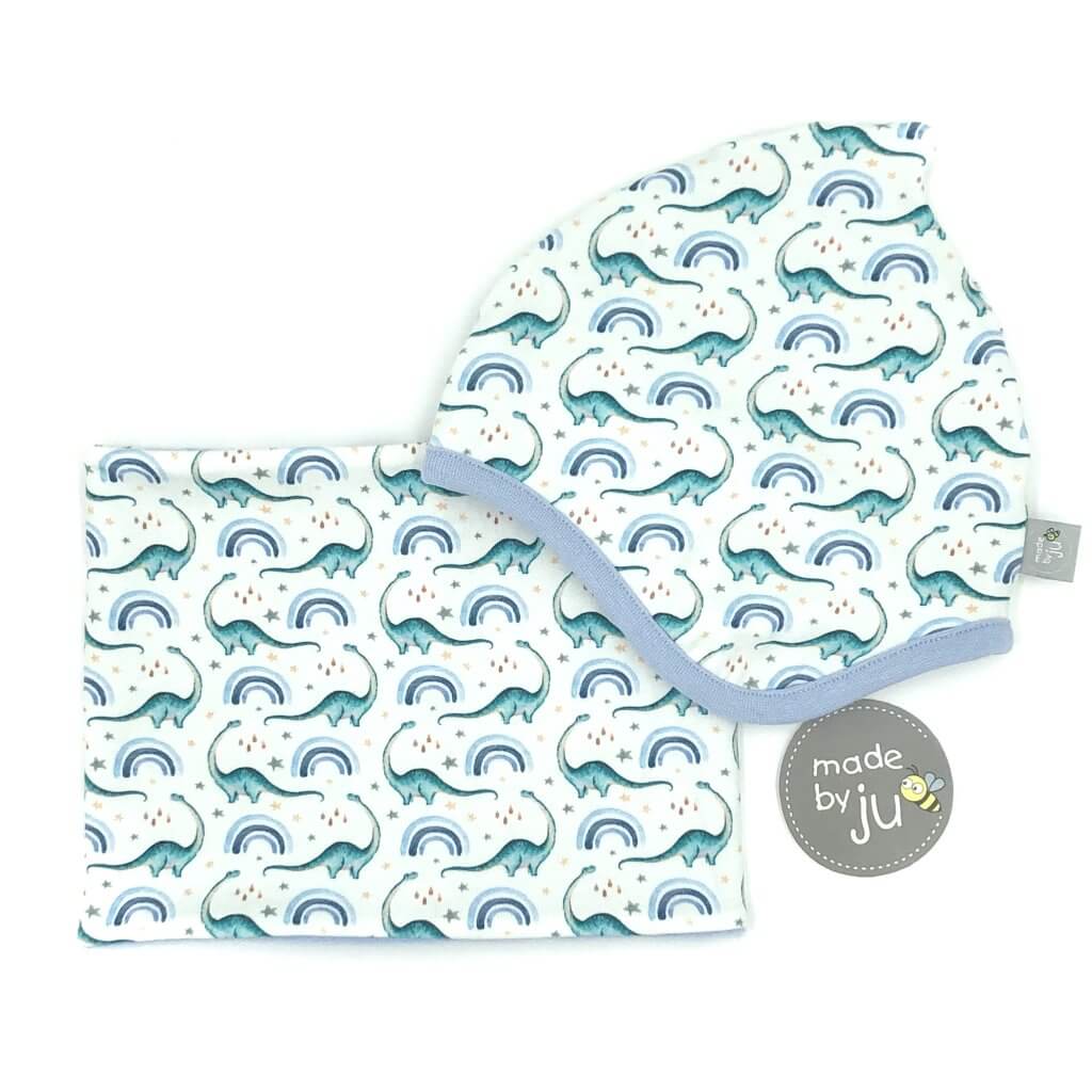 SET WINTER- HAUBE + LOOPSCHAL - DINOS (Größe wählbar)