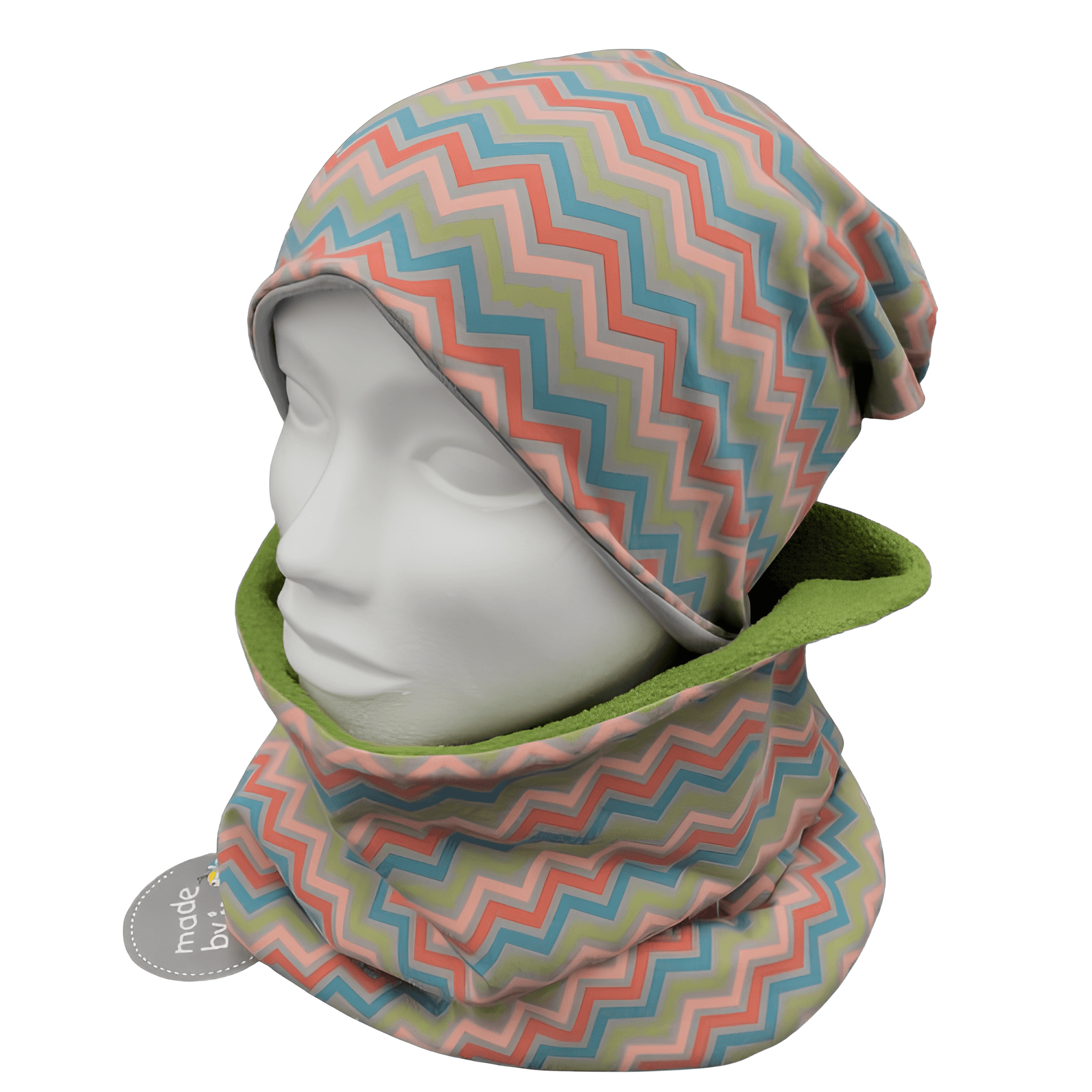 DAMEN- SET (WENDEHAUBE+XXL-LOOPSCHAL) "Zick- Zack"