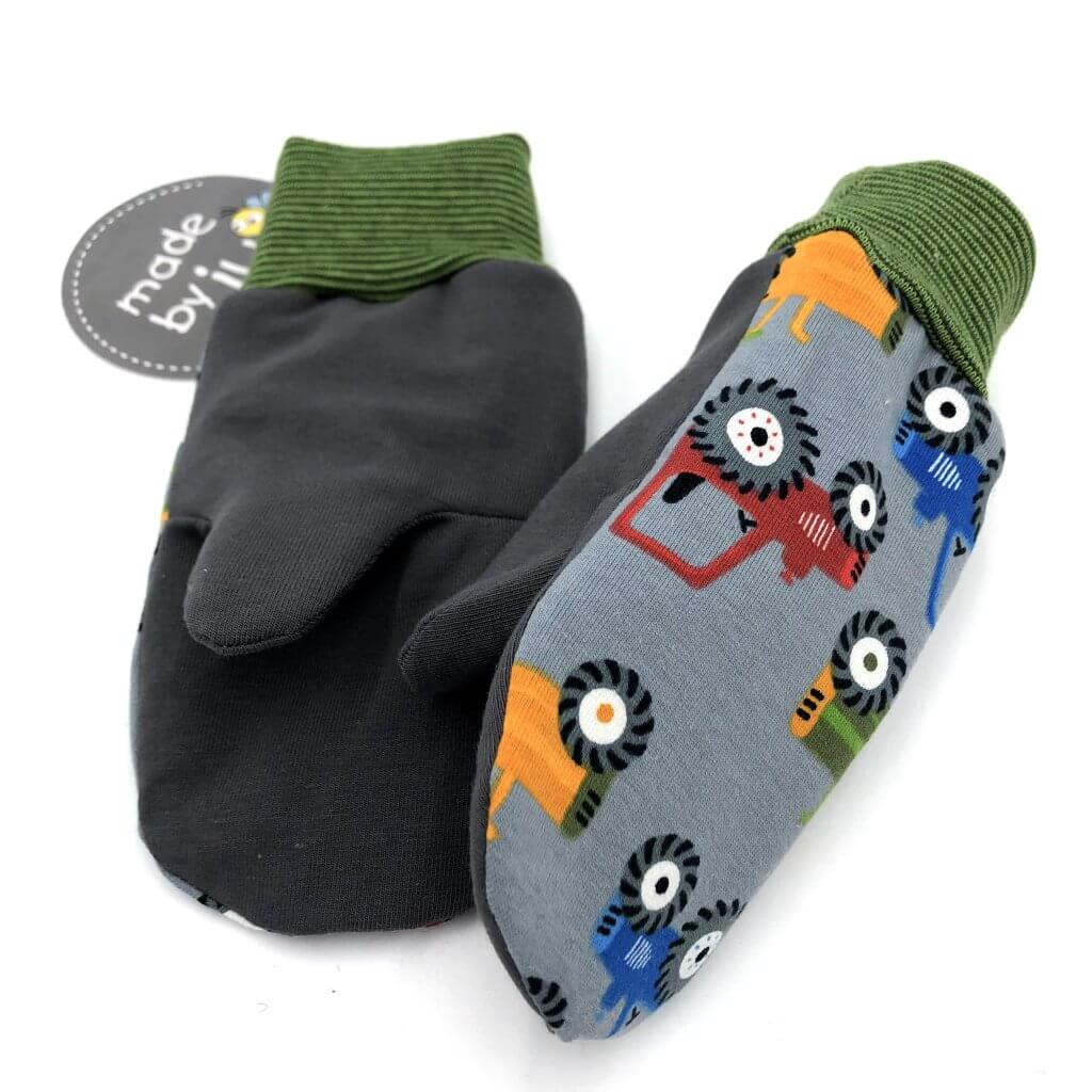 FÄUSTLINGE TRAKTOR bunt grau - Größe wählbar (gefüttert)