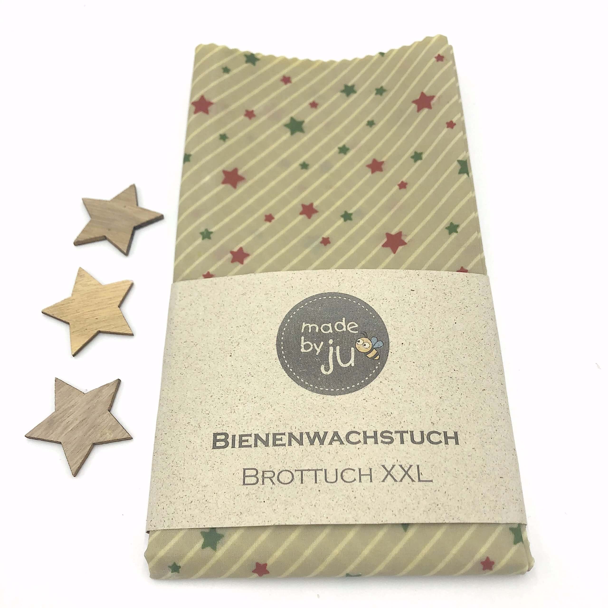 BIENENWACHSTUCH XXL - BROTTUCH - STERNE beige