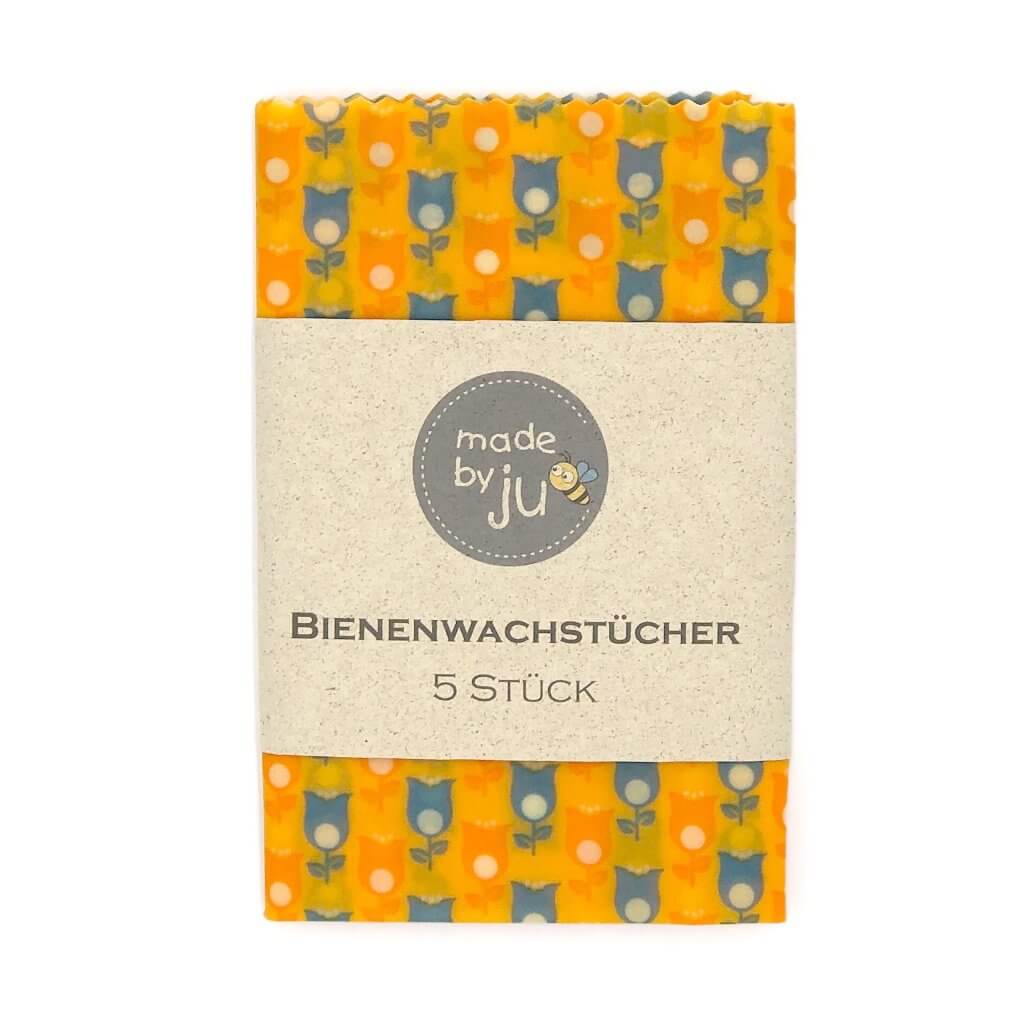 5er SET Bio- Bienenwachstücher - TULPEN GELB