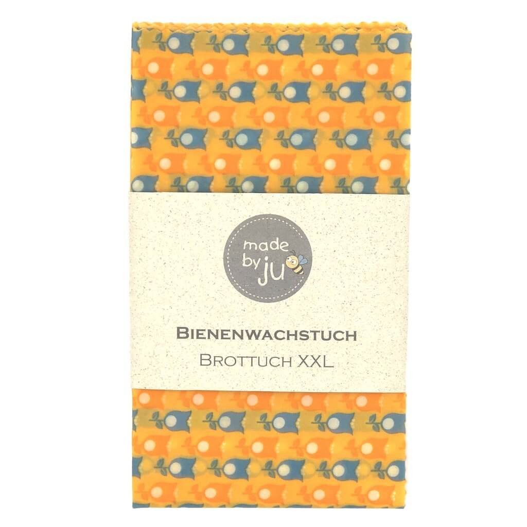 BIENENWACHSTUCH XXL- BROTTUCH - TULPEN GELB
